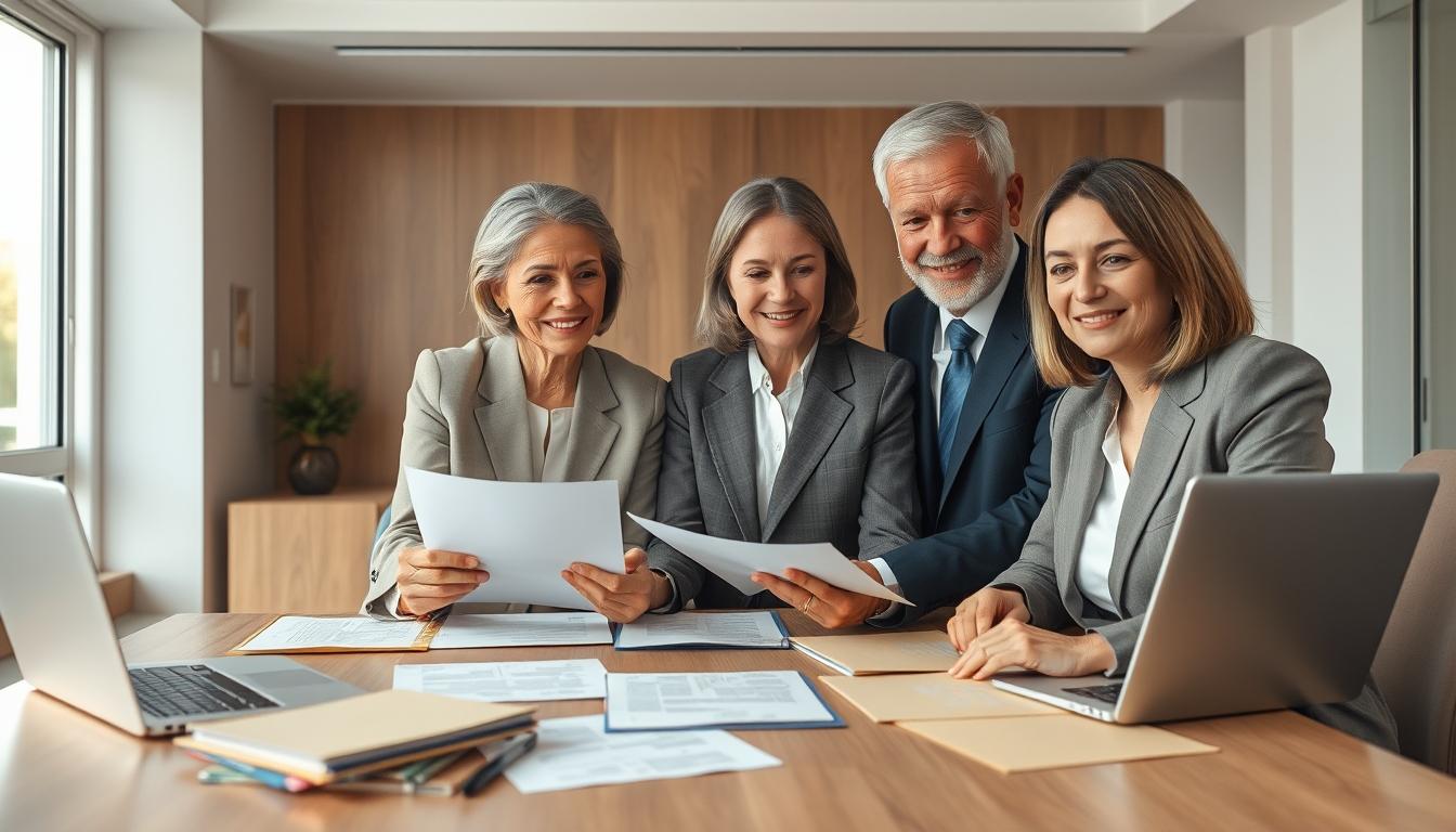 Family reviewing legal documents